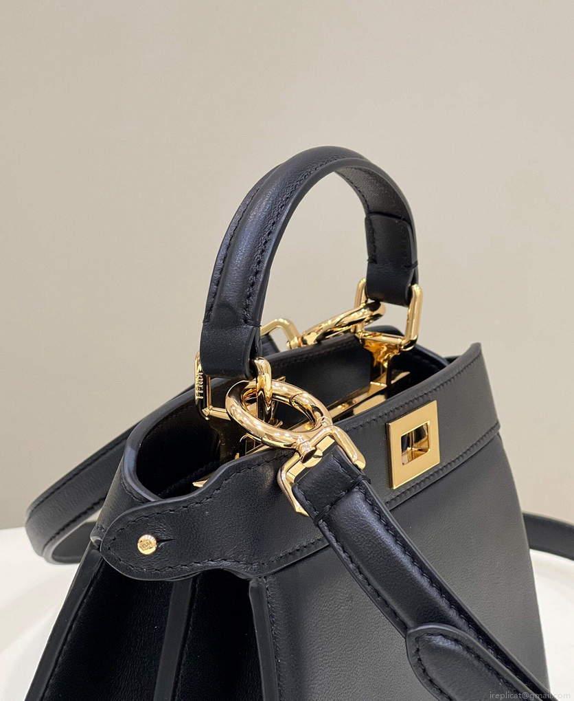 Fendi 8BN335 Peekaboo ISeeU Petite Padded Nappa Leather Bag Black
