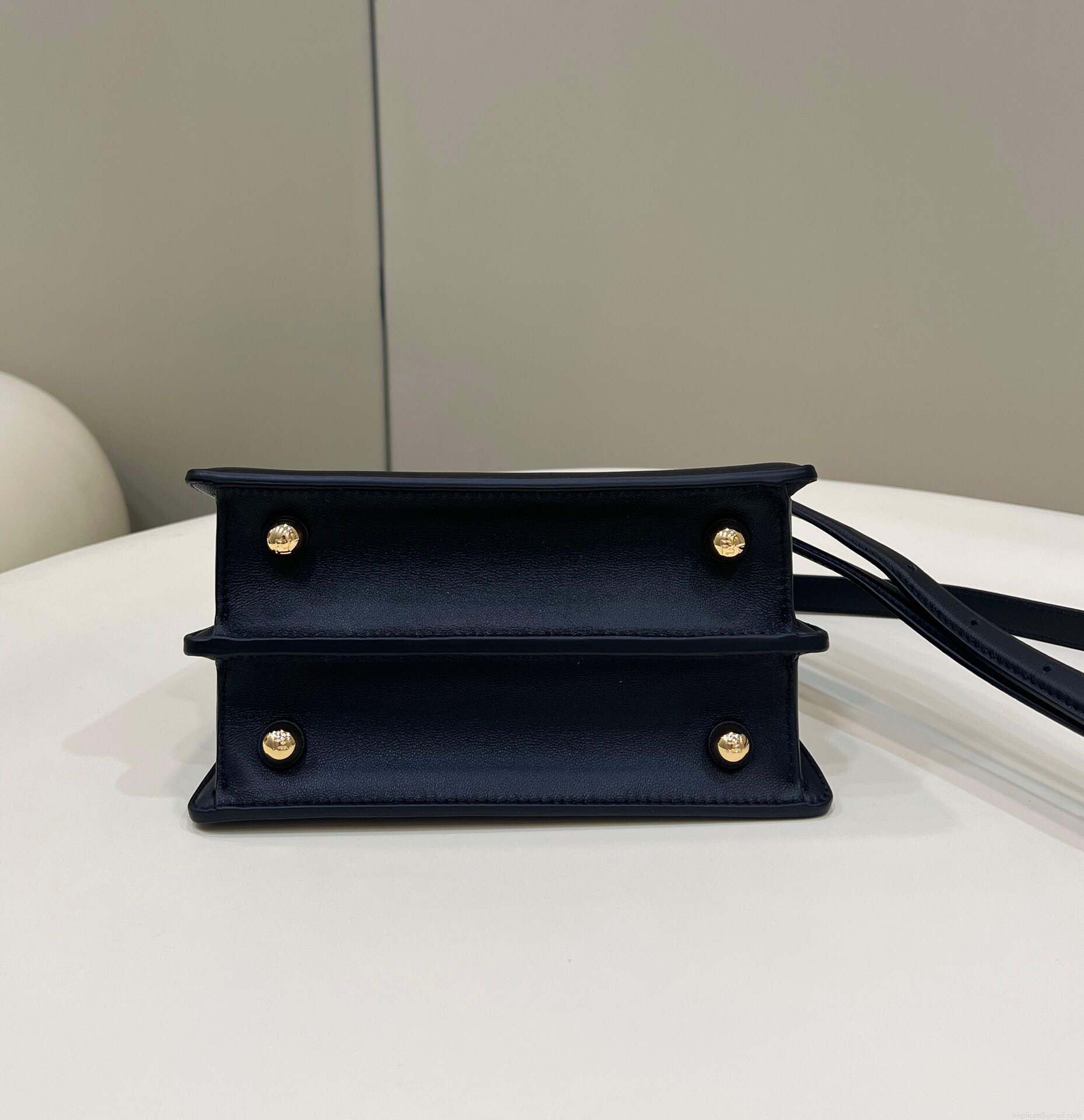 Fendi 8BN335 Peekaboo ISeeU Petite Padded Nappa Leather Bag Black