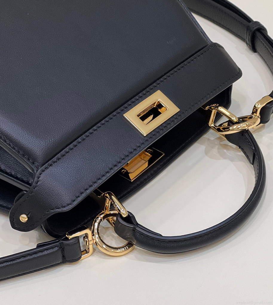 Fendi 8BN335 Peekaboo ISeeU Petite Padded Nappa Leather Bag Black