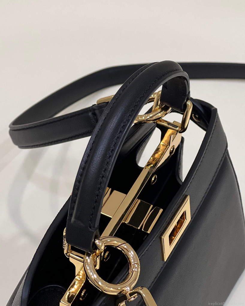 Fendi 8BN335 Peekaboo ISeeU Petite Padded Nappa Leather Bag Black