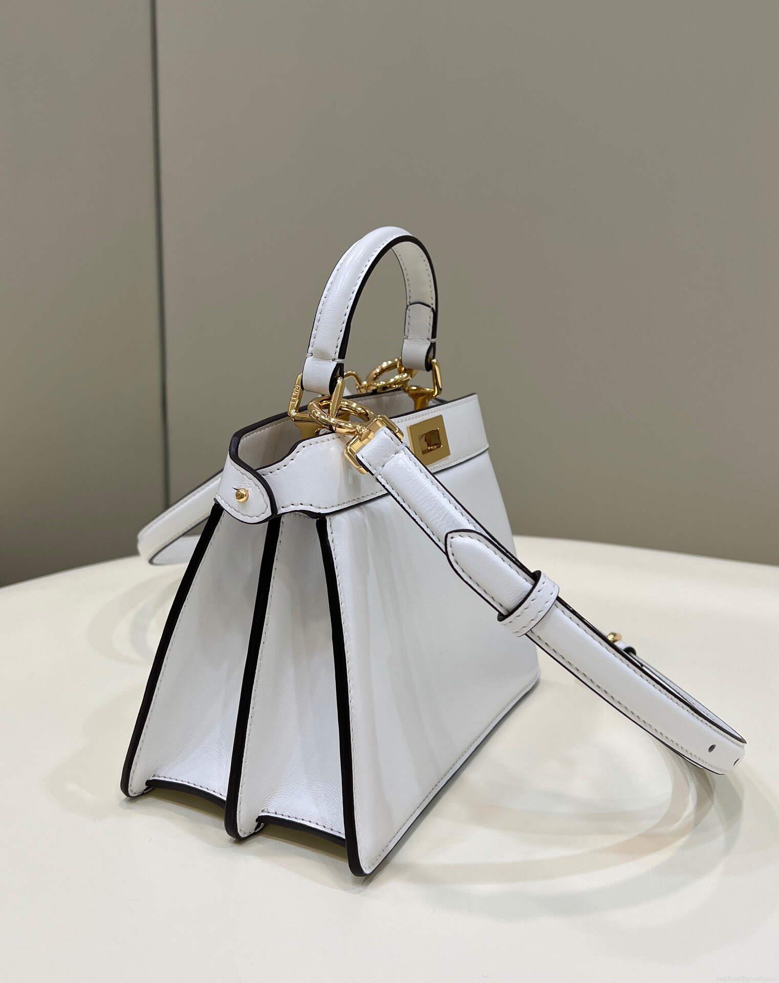 Fendi 8BN335 Peekaboo ISeeU Petite Padded Nappa Leather Bag White