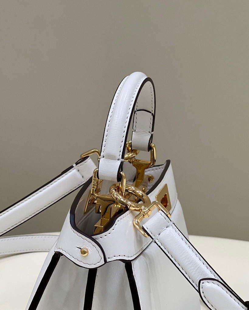 Fendi 8BN335 Peekaboo ISeeU Petite Padded Nappa Leather Bag White