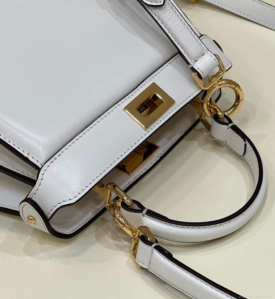 Fendi 8BN335 Peekaboo ISeeU Petite Padded Nappa Leather Bag White