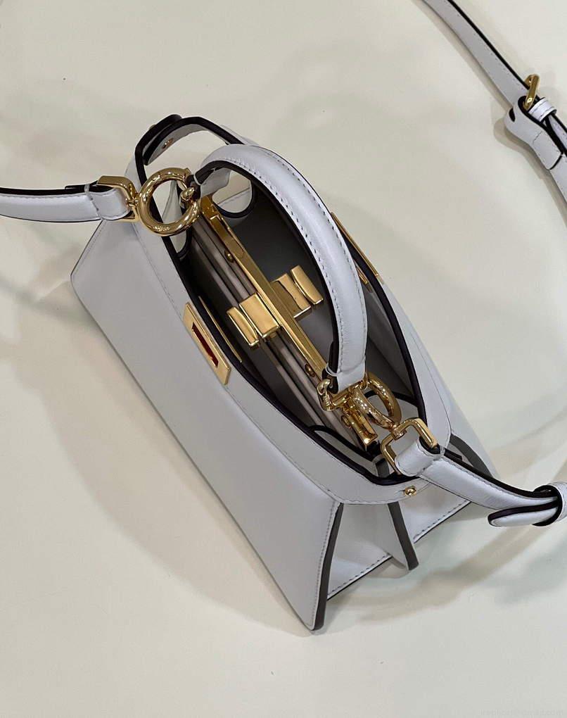 Fendi 8BN335 Peekaboo ISeeU Petite Padded Nappa Leather Bag White