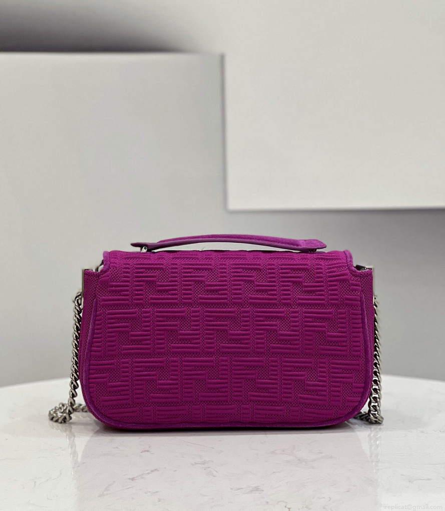 Fendi 8BR793 Midi Baguette Chain FF Fabric Bag Purple