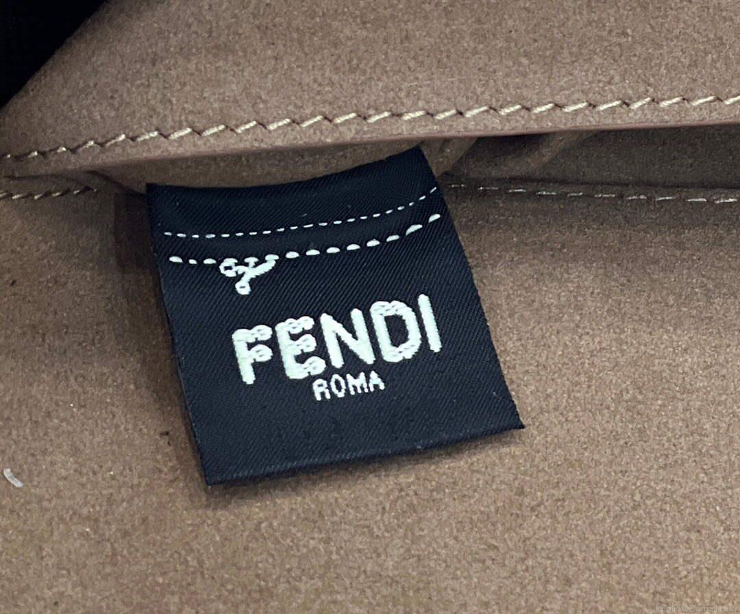 Fendi 8BR793 Midi Baguette Chain FF Fabric Bag Beige