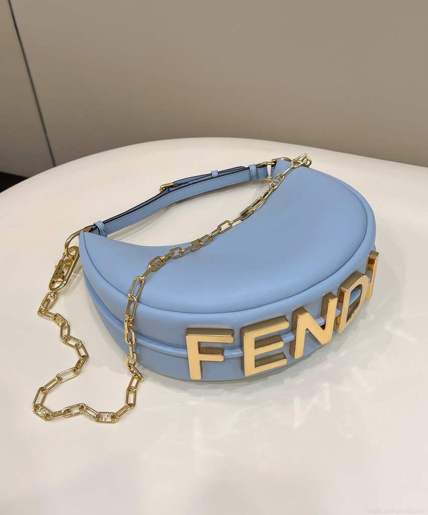 Fendi 8BR798 Fendigraphy Small Light blue leather bag