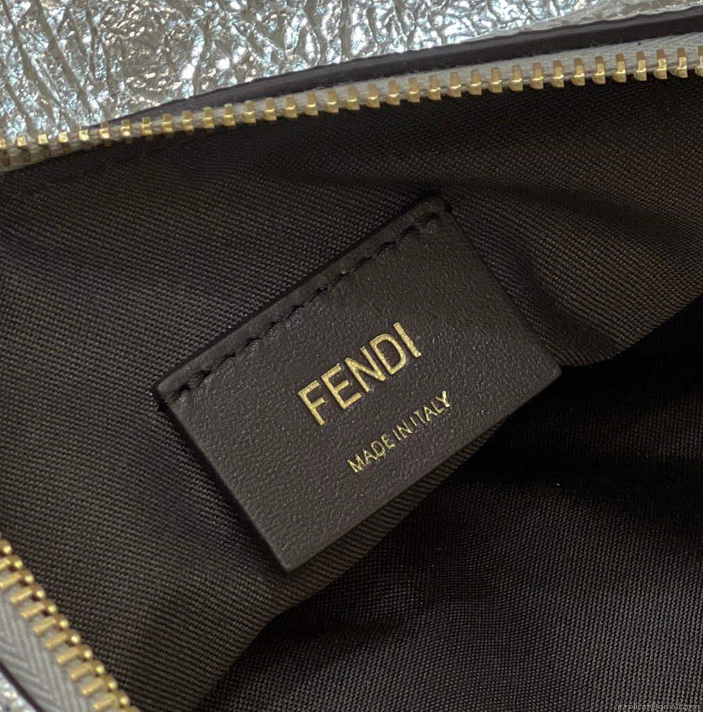 Fendi 8BR799 Fendigraphy Medium Silver laminated leather bag