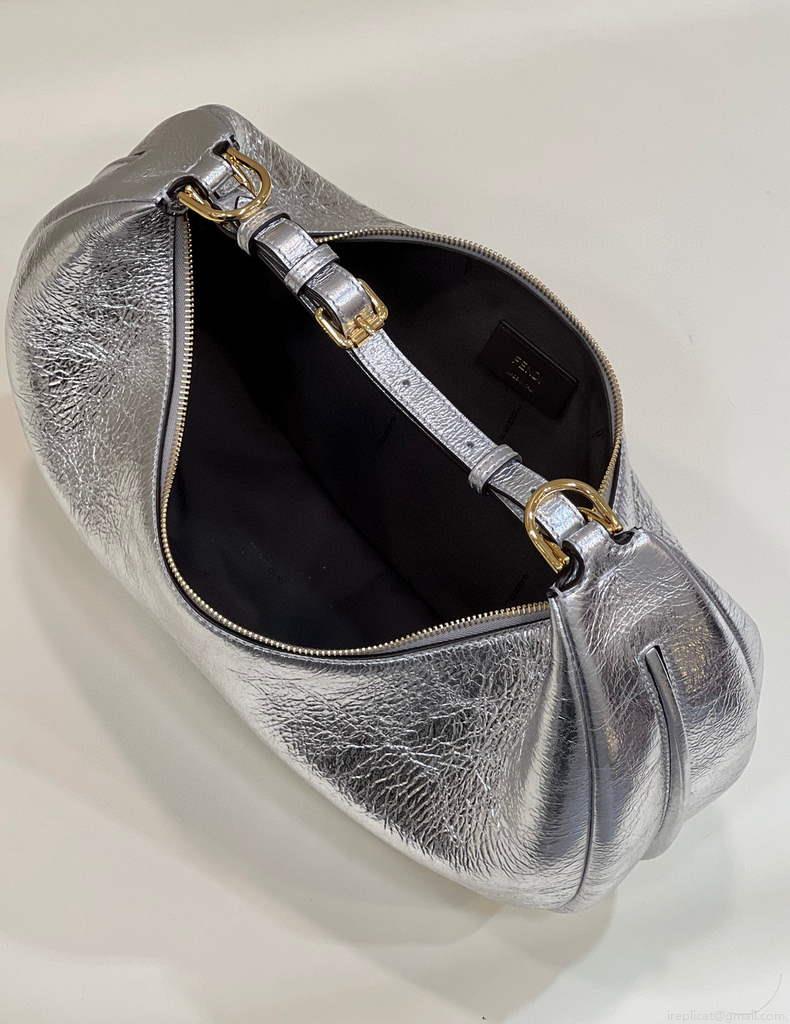 Fendi 8BR799 Fendigraphy Medium Silver laminated leather bag