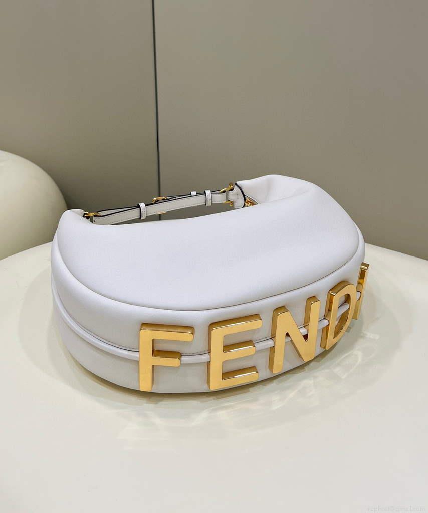 Fendi 8BR799 Fendigraphy Medium White laminated leather bag