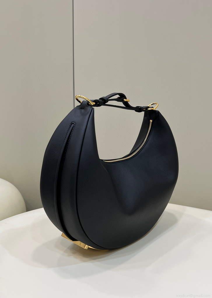 Fendi 8BR799 Fendigraphy Medium Black laminated leather bag