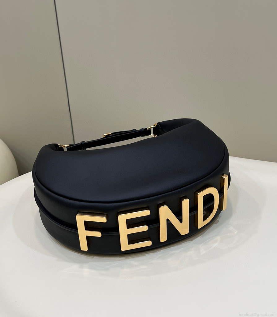 Fendi 8BR799 Fendigraphy Medium Black laminated leather bag