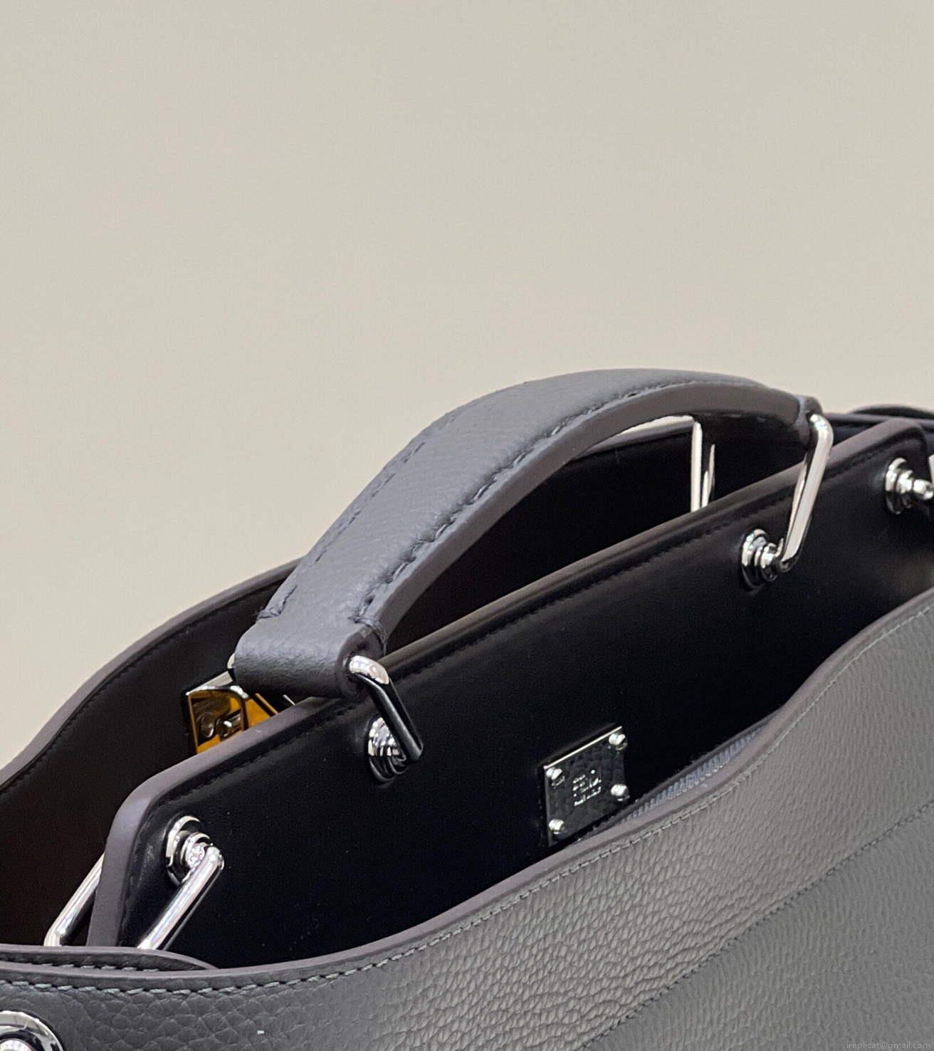 Fendi 7VA529 Peekaboo ISeeU Medium Gray Leather Bag