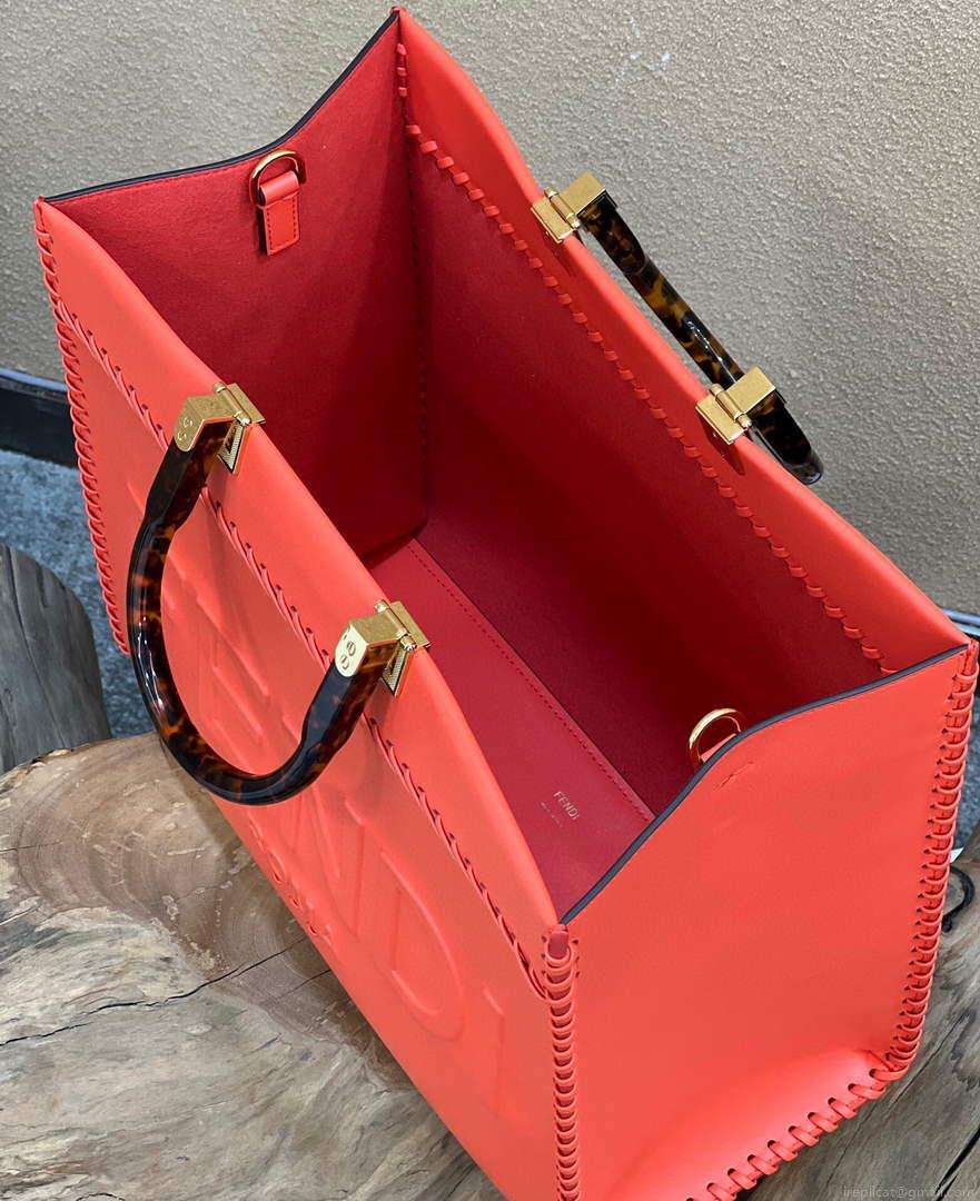 Fendi 8BH386 Sunshine Medium Fuchsia Leather Shopper Bag 8535 Multicolour