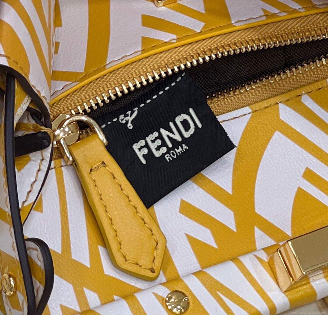 Fendi 8BN244 Peekaboo Signature Mini Bag Yellow White