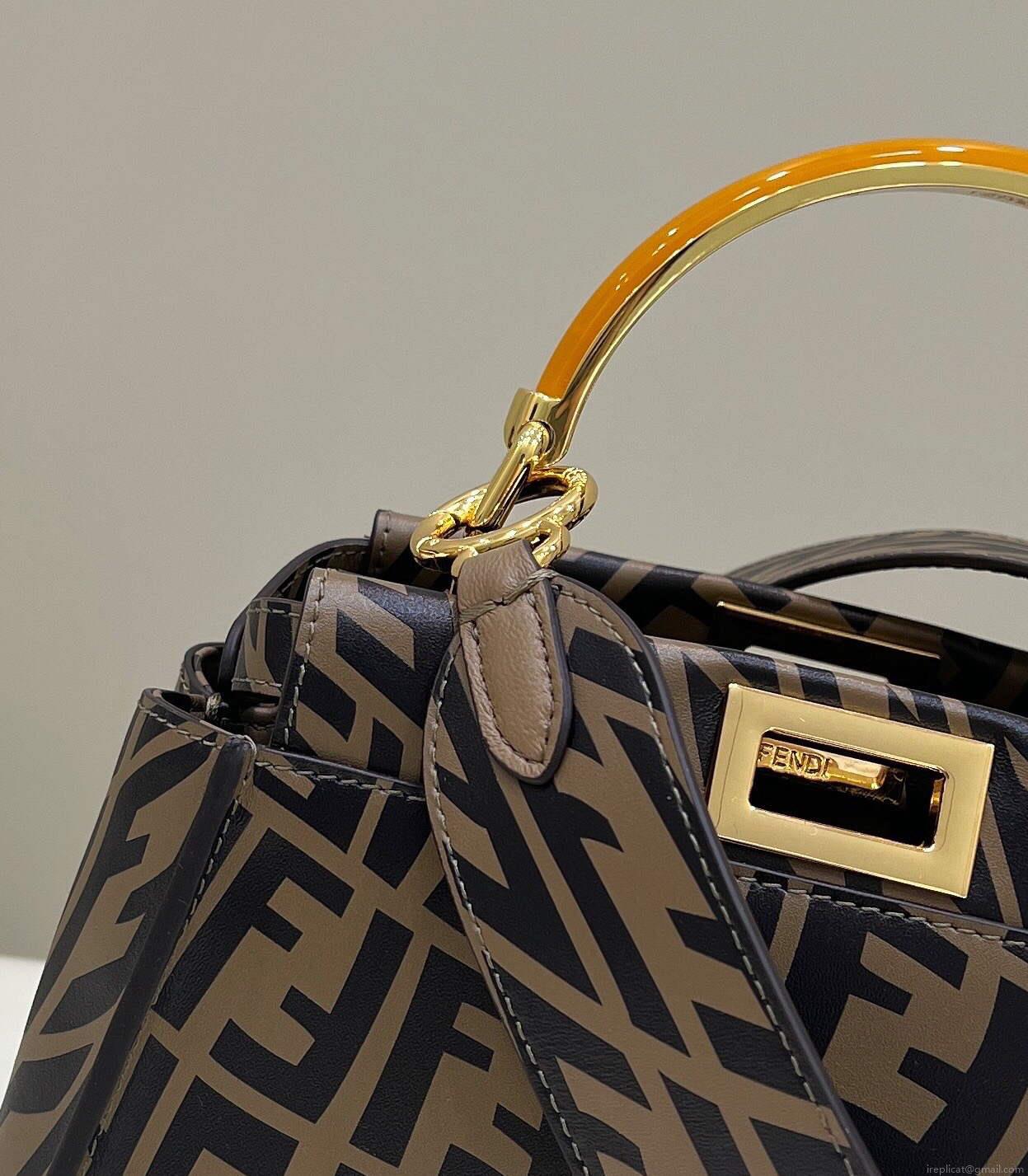 Fendi 8BN244 Peekaboo Signature Mini Bag Brown