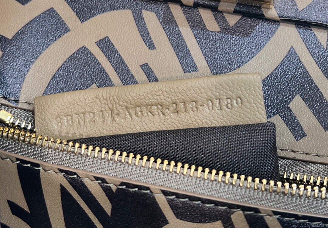 Fendi 8BN244 Peekaboo Signature Mini Bag Brown