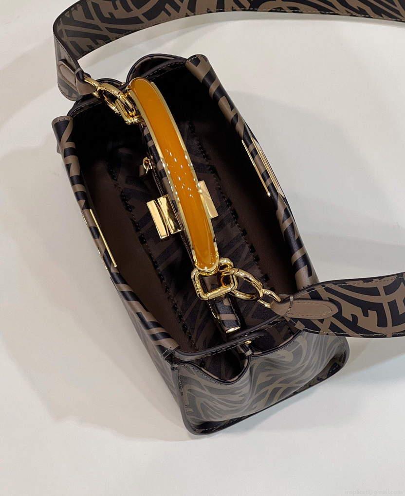 Fendi 8BN244 Peekaboo Signature Mini Bag Brown