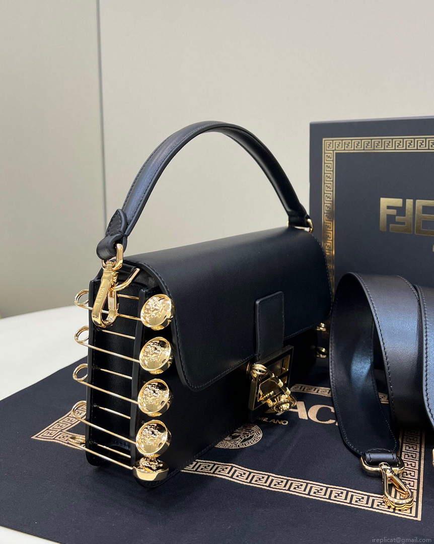 Fendi 8BR801 Baguette Brooch Bag Black