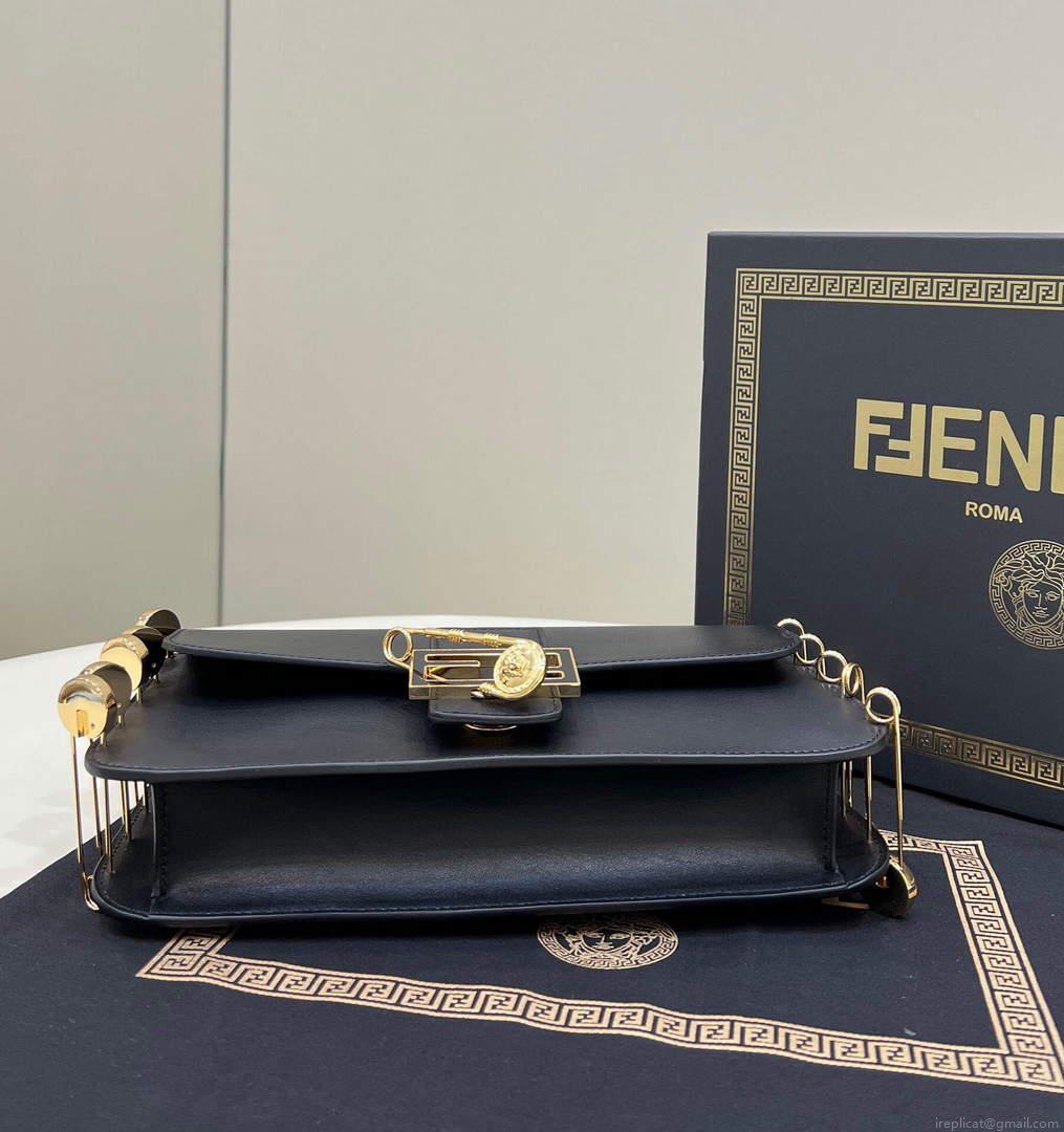 Fendi 8BR801 Baguette Brooch Bag Black