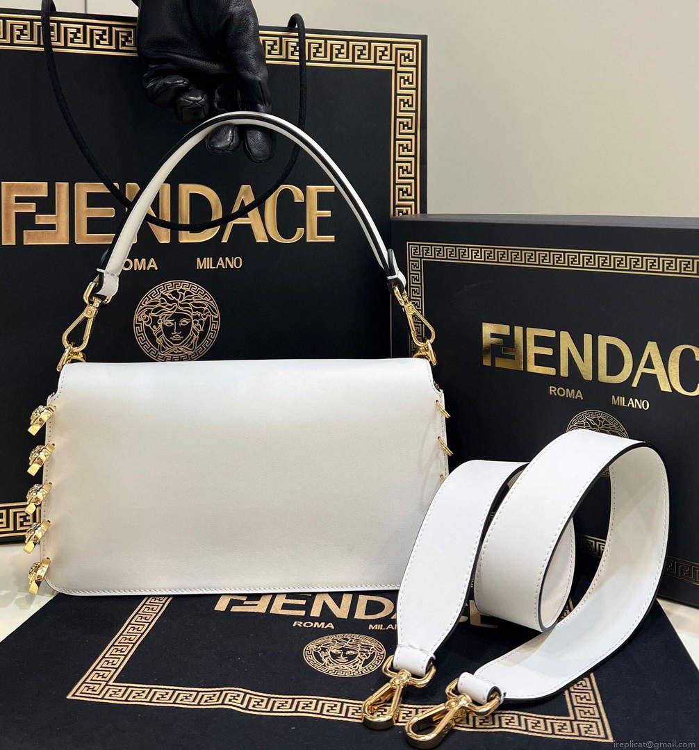 Fendi 8BR801 Baguette Brooch Bag White