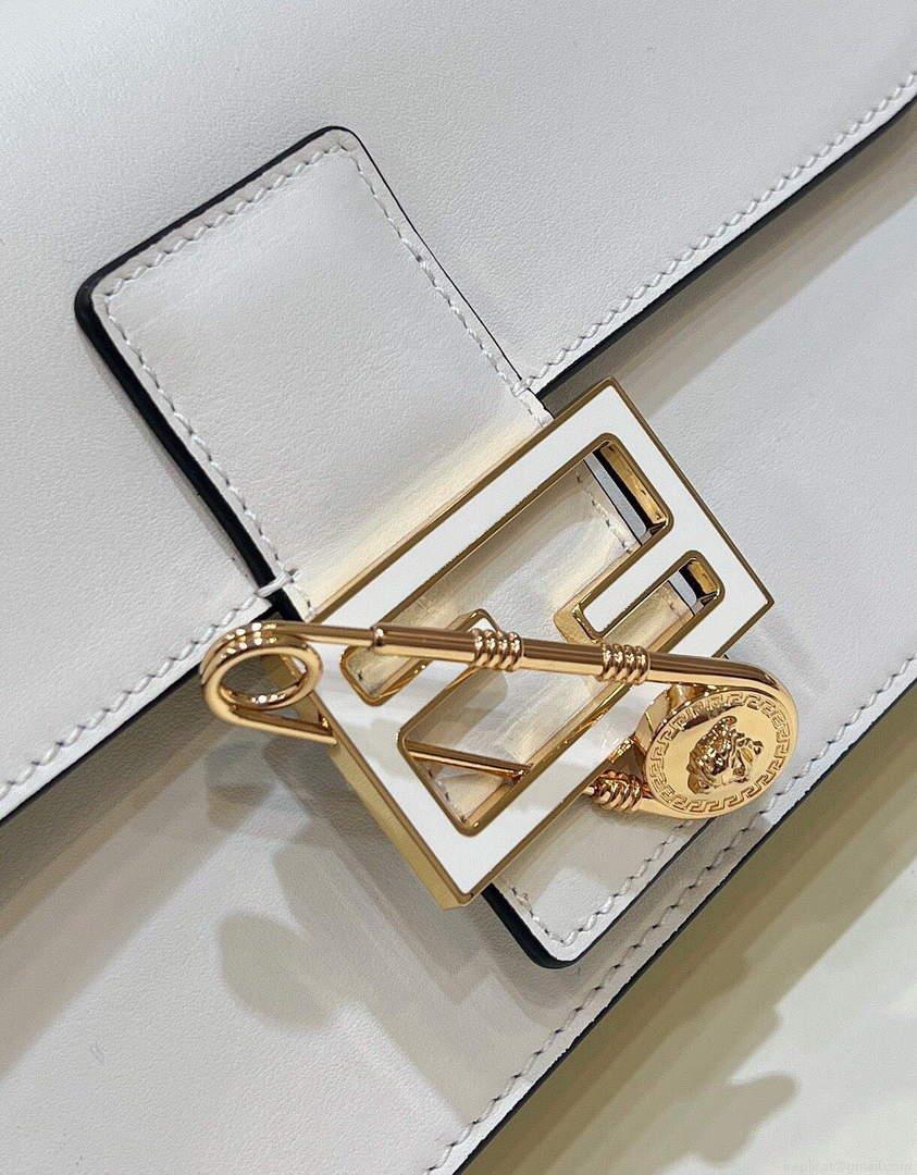 Fendi 8BR801 Baguette Brooch Bag White