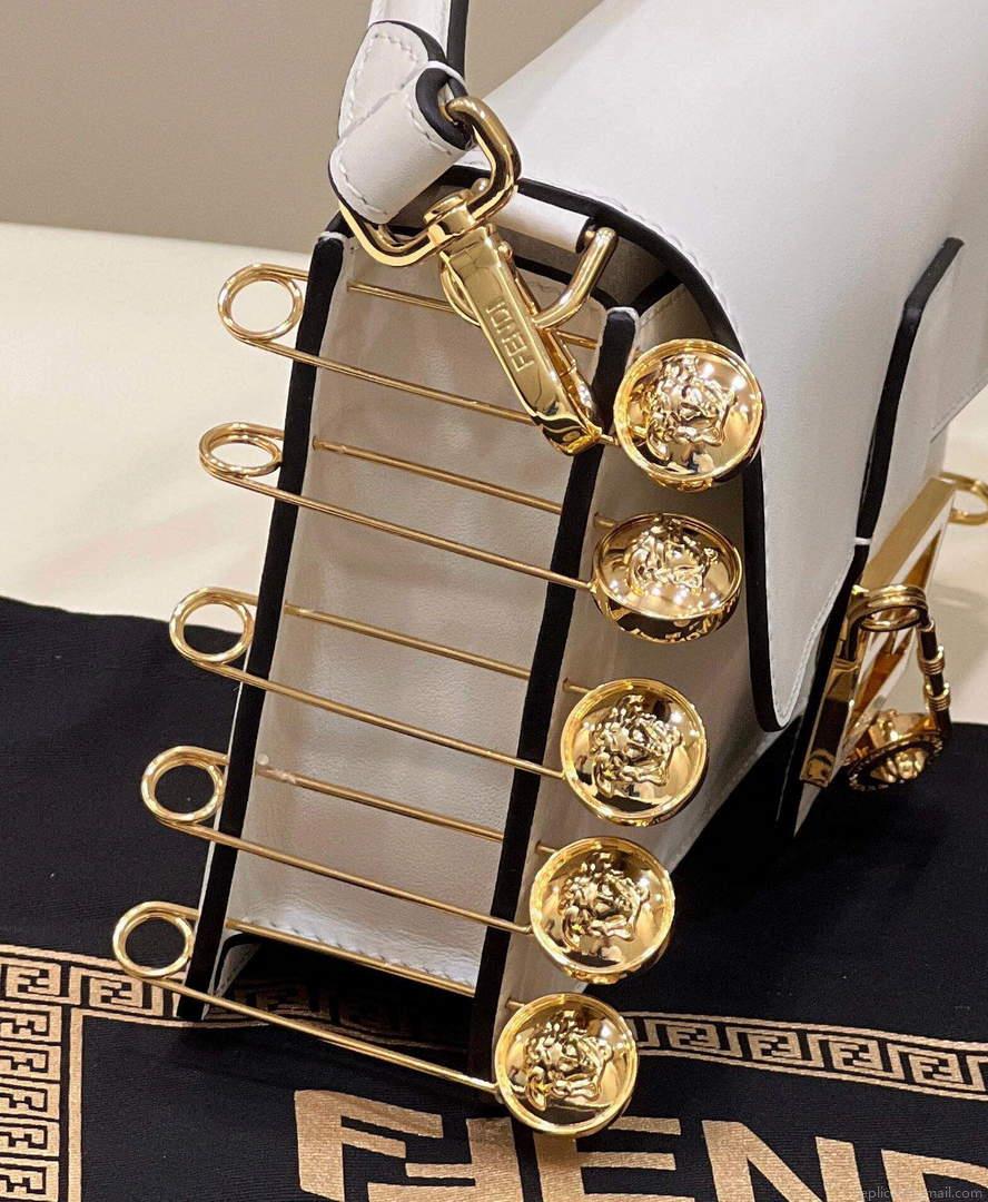 Fendi 8BR801 Baguette Brooch Bag White