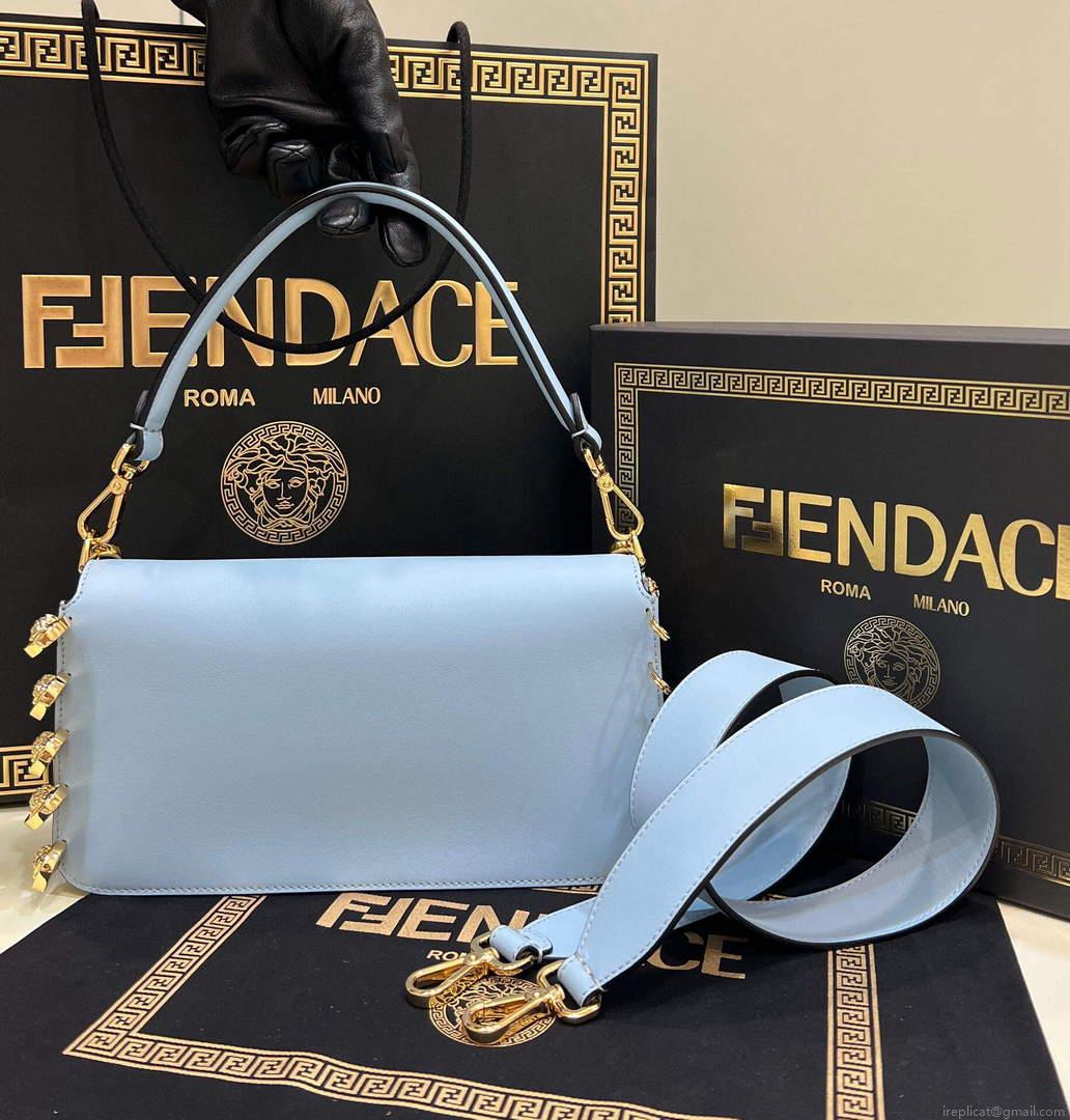 Fendi 8BR801 Baguette Brooch Bag Blue
