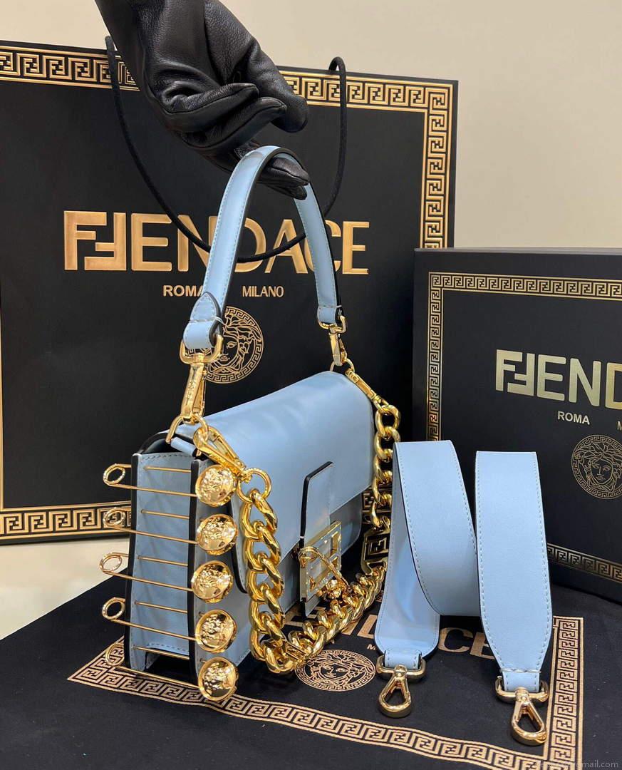 Fendi 8BR801 Baguette Brooch Bag Blue