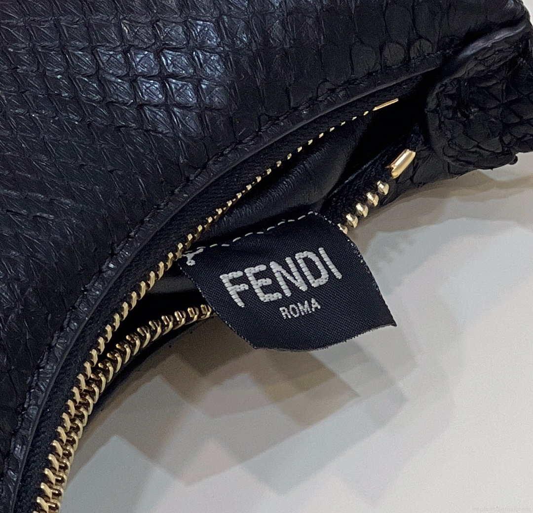 Fendi 7AS089 Nano Fendigraphy Black Snake skin leather Charm 80056S