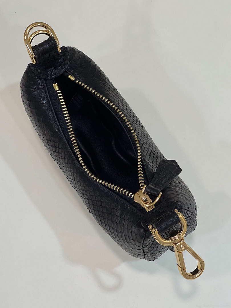 Fendi 7AS089 Nano Fendigraphy Black Snake skin leather Charm 80056S