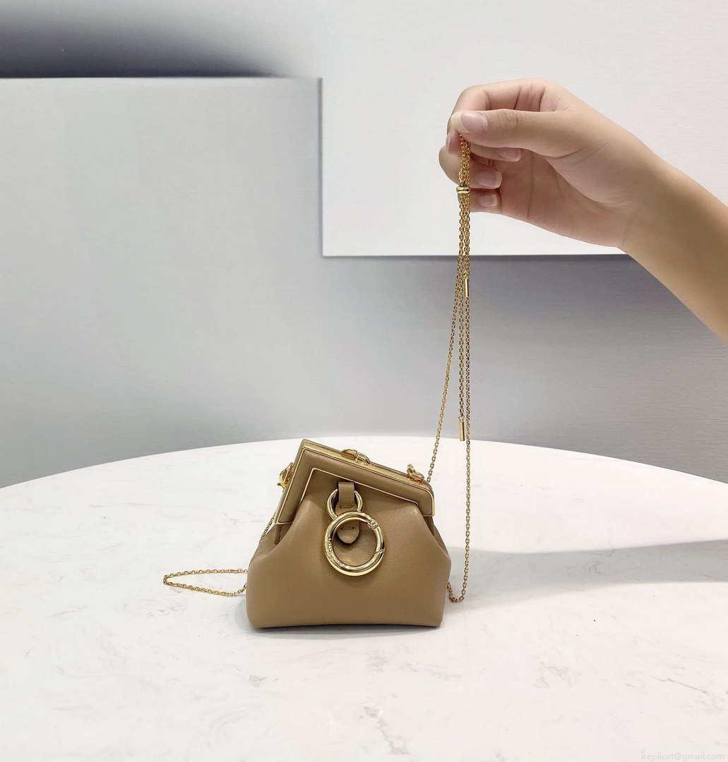 Fendi 7AS051 Nano Fendi First Charm Charm in Apricot nappa leather