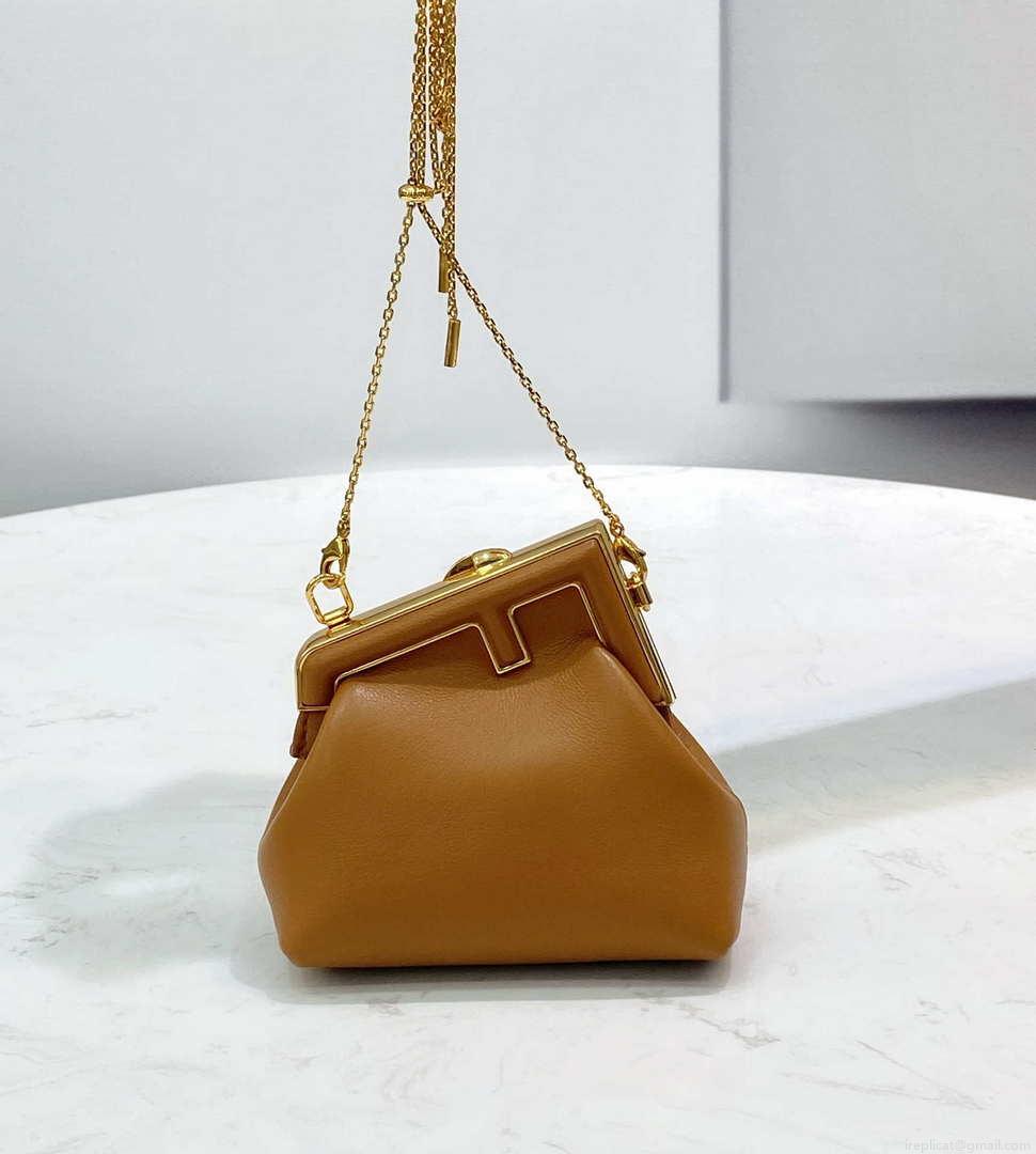 Fendi 7AS051 Nano Fendi First Charm Charm in Brown nappa leather
