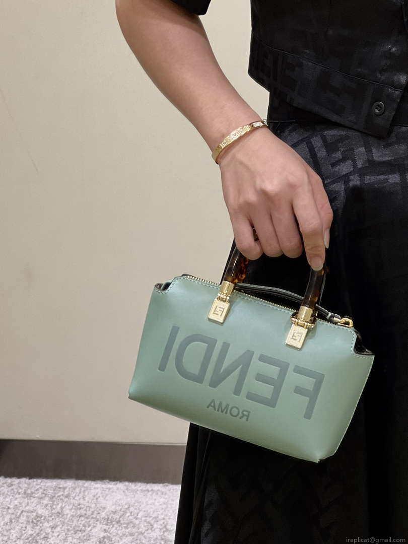 Fendi 8BS067 By The Way Mini Small Boston bag in mint green leather