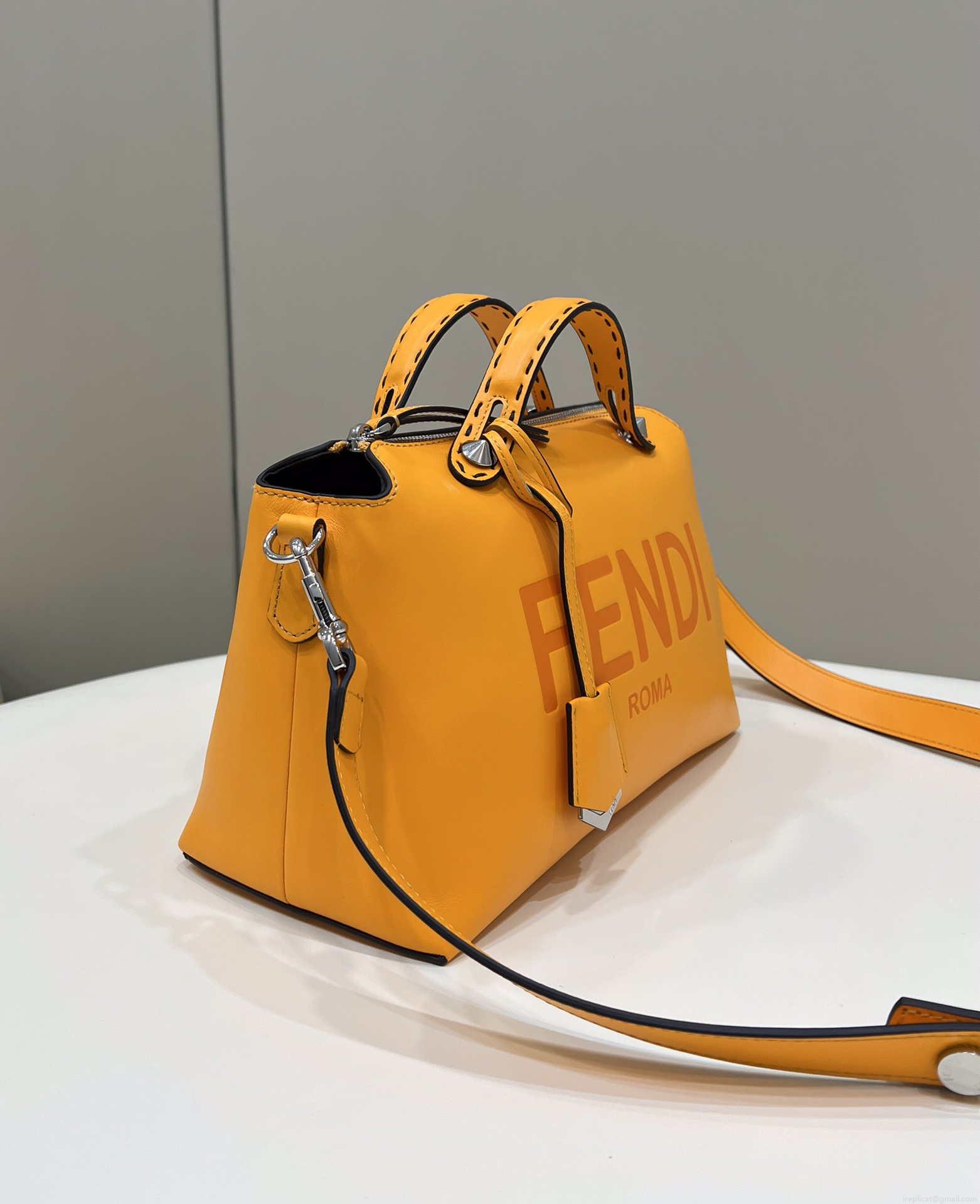 Fendi 8BL146 By The Way Medium Orange leather Boston bag