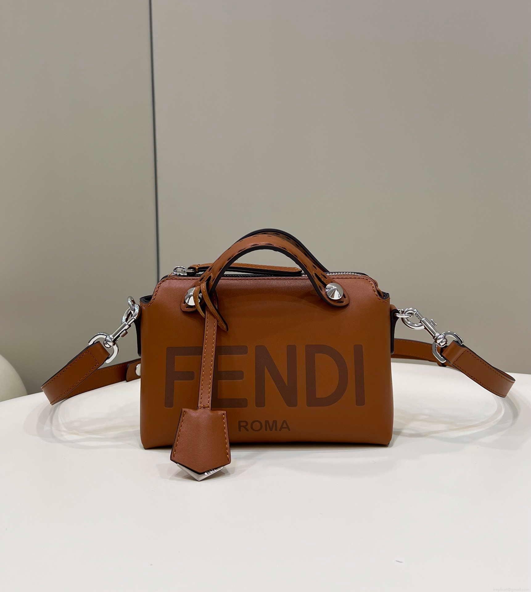 Fendi 8BL145 By The Way Mini Brown leather small Boston bag