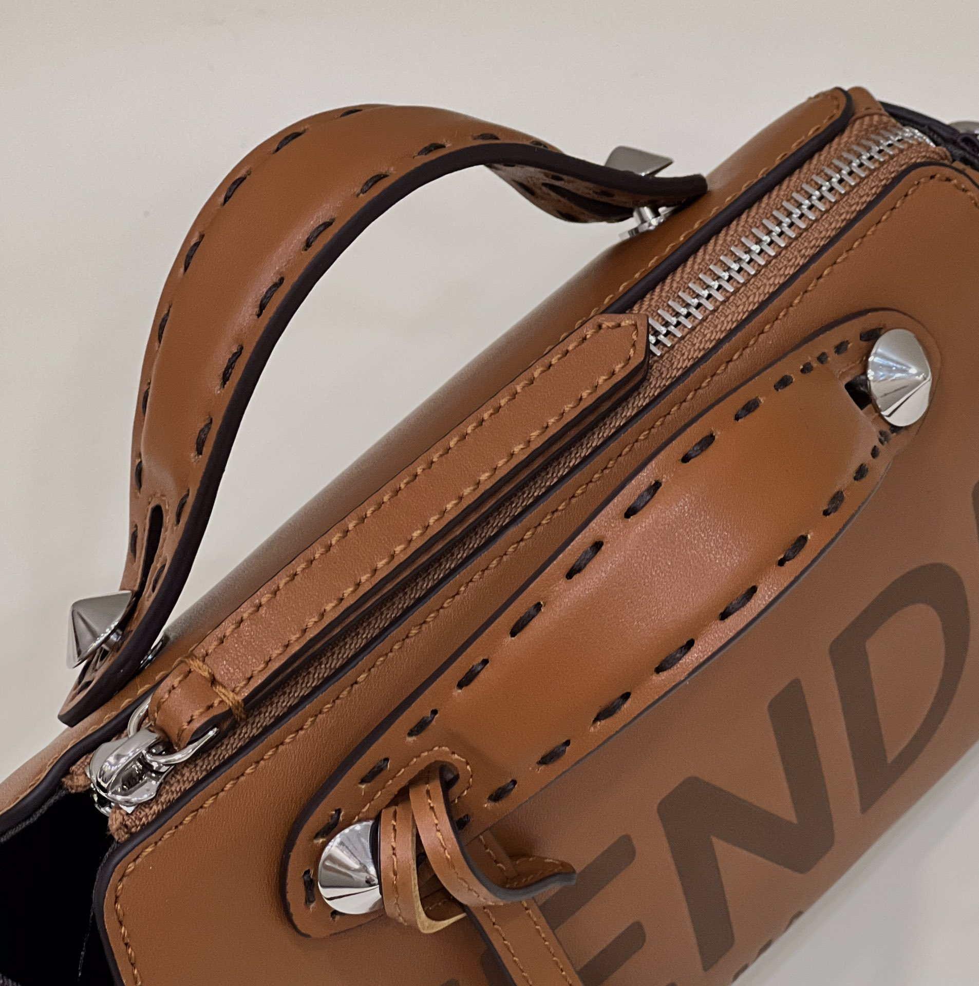 Fendi 8BL145 By The Way Mini Brown leather small Boston bag