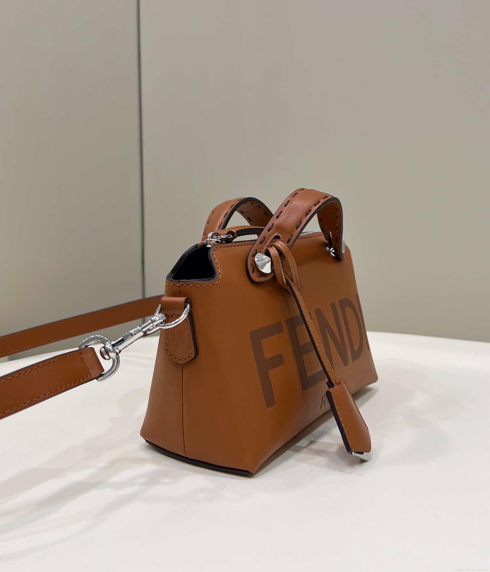 Fendi 8BL145 By The Way Mini Brown leather small Boston bag
