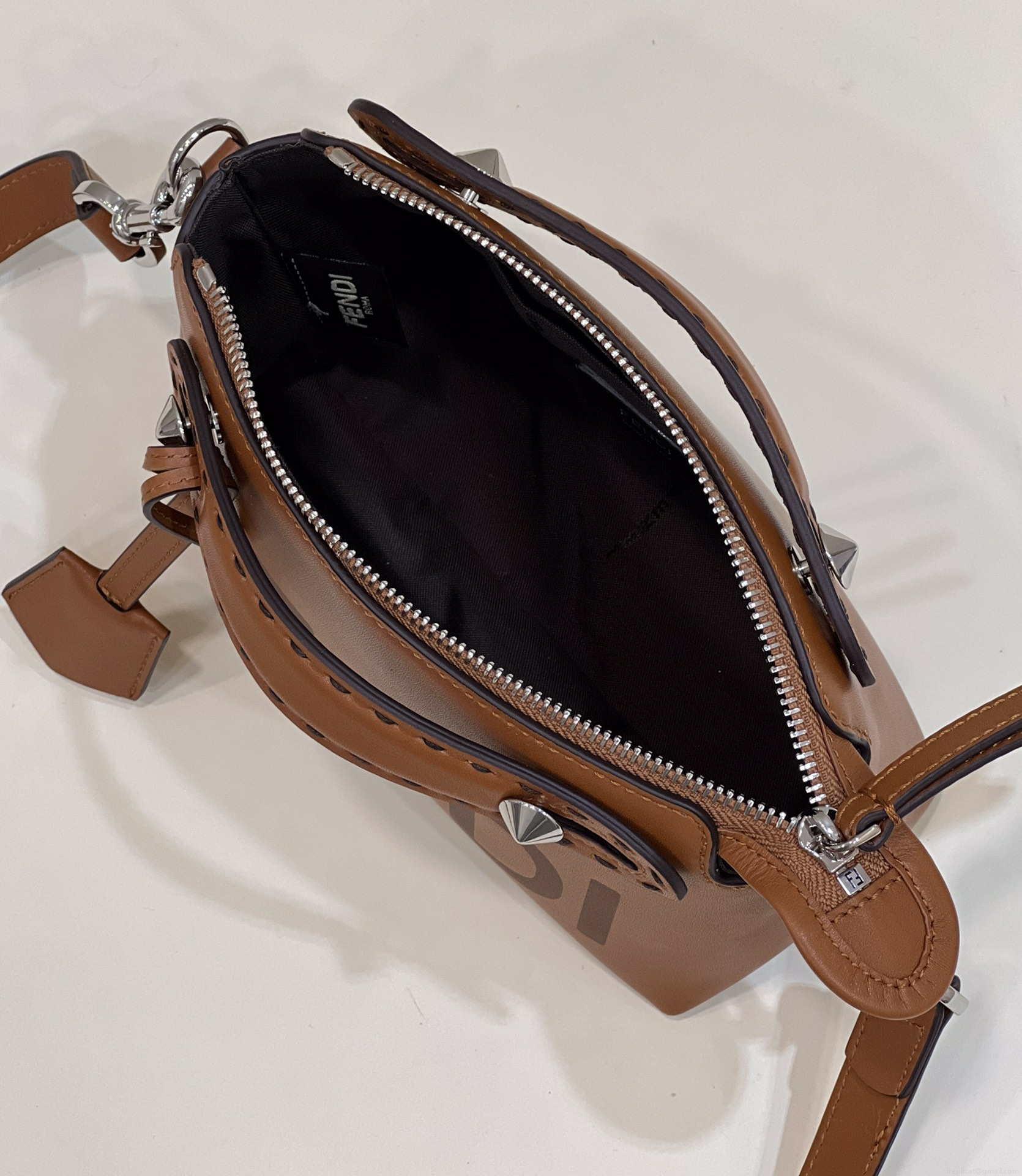 Fendi 8BL145 By The Way Mini Brown leather small Boston bag