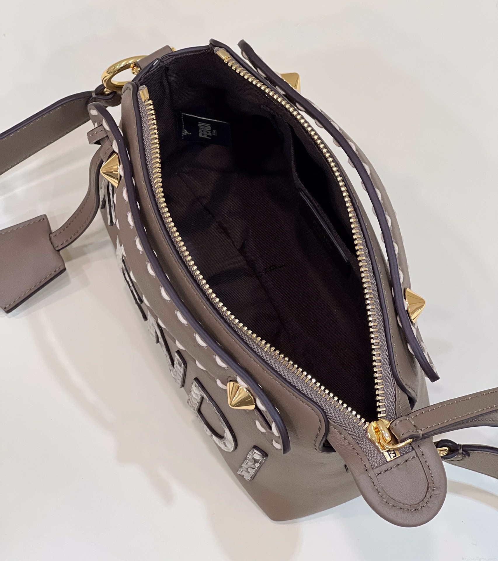 Fendi 8BL145 By The Way Mini Gray leather small Boston bag