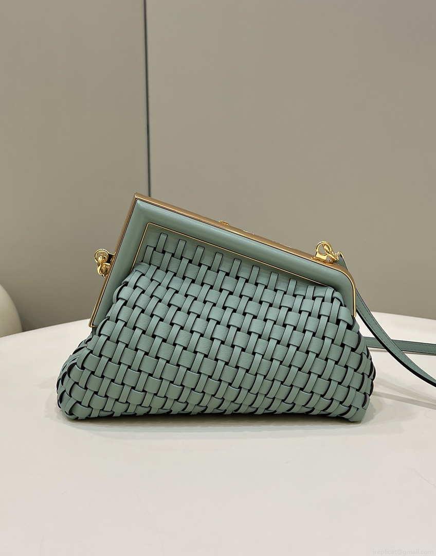 Fendi 8BP129 First Small Green braided leather bag 80103