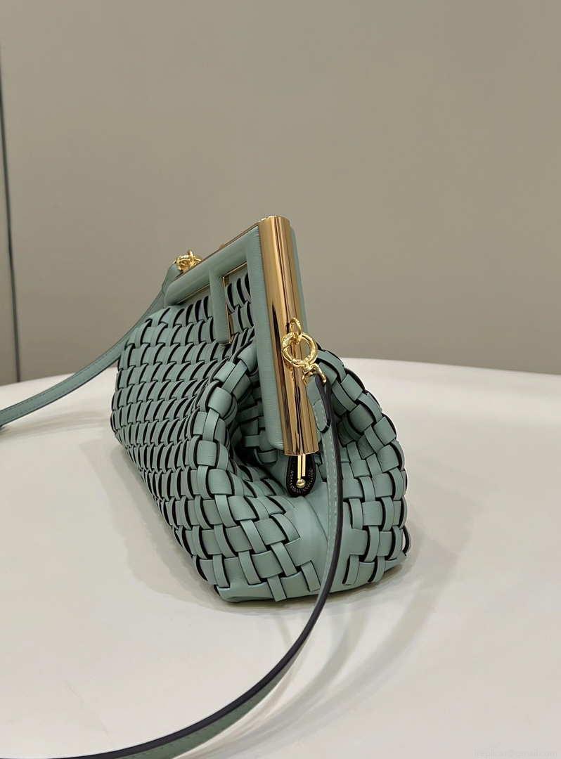 Fendi 8BP129 First Small Green braided leather bag 80103