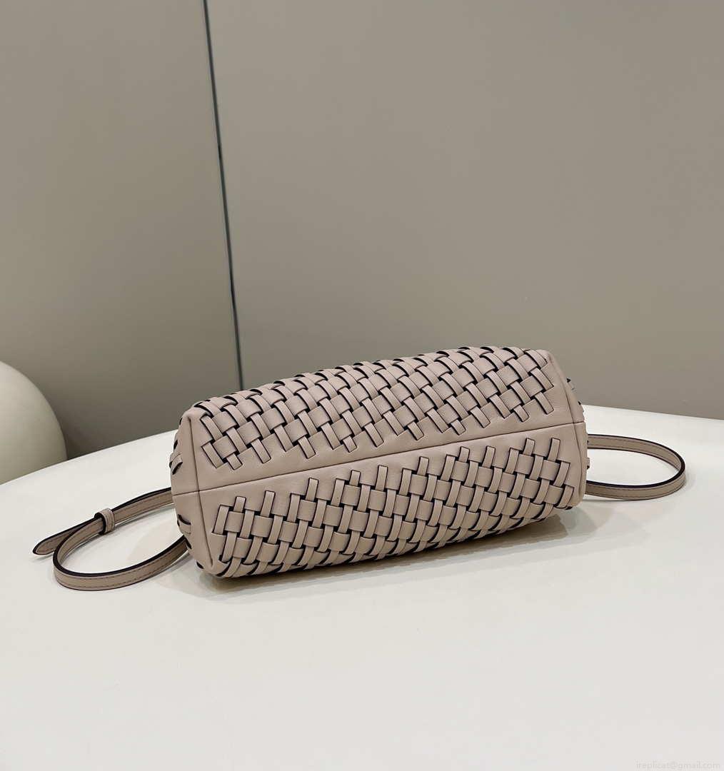 Fendi 8BP129 First Small Nude and Light Purple braided leather bag 80103