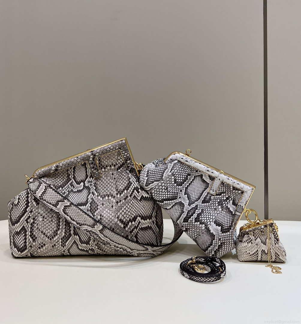 Fendi 8BP127 FENDI FIRST Medium Natural python leather bag