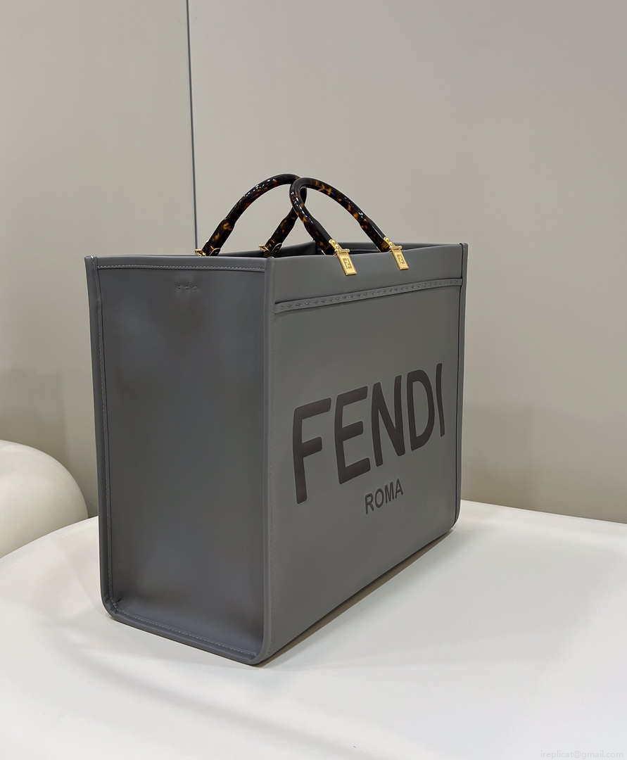 Fendi 8BH386 Sunshine Medium Bag Gray leather shopper 8266S