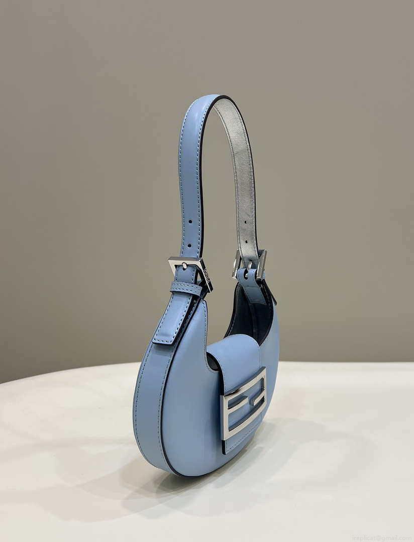 Fendi 8BS065 Fendi Cookie Blue leather mini Croissant bag 8556