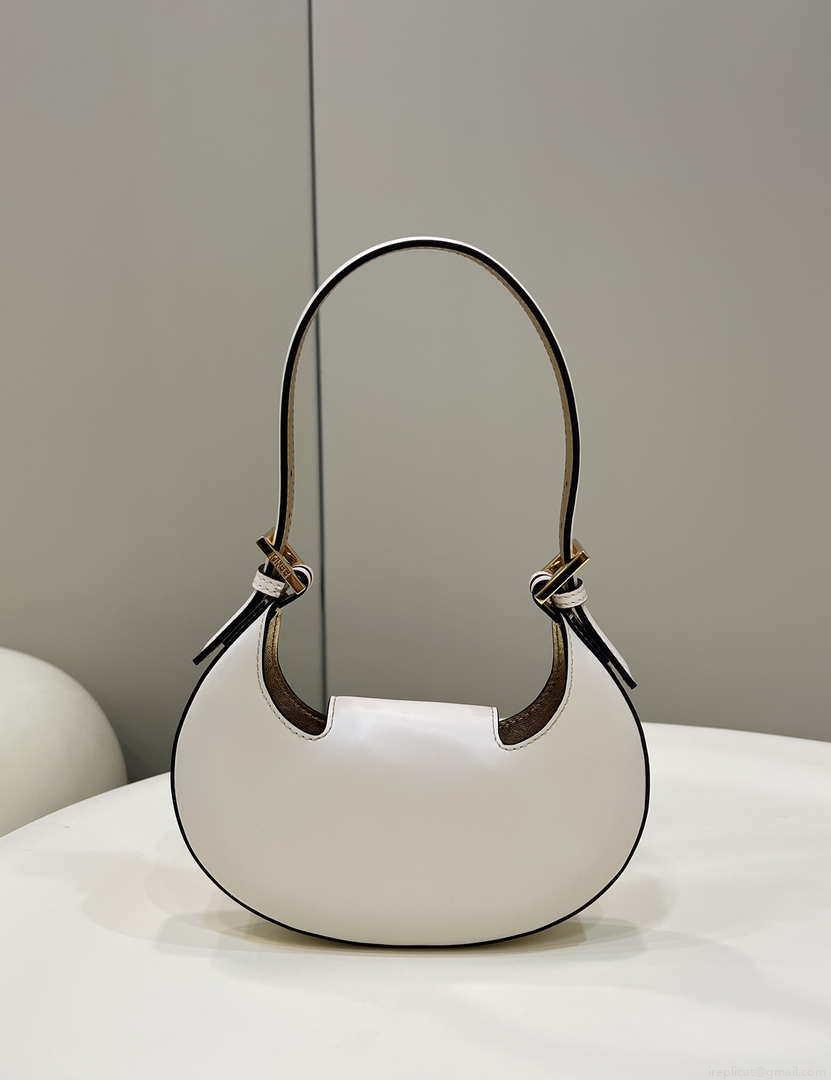 Fendi 8BS065 Fendi Cookie White leather mini Croissant bag 8556