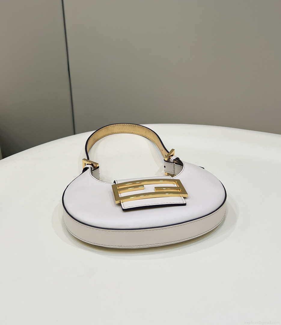 Fendi 8BS065 Fendi Cookie White leather mini Croissant bag 8556