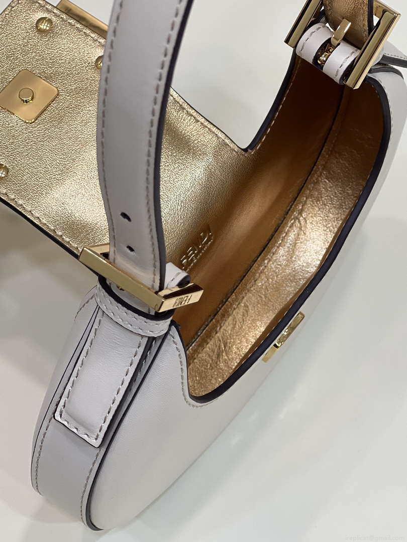 Fendi 8BS065 Fendi Cookie White leather mini Croissant bag 8556