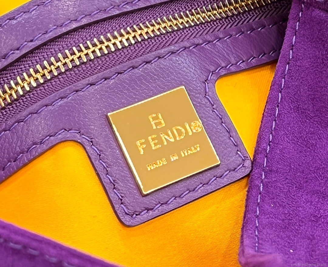 Fendi 8339 Baguette Middle Age Solid Color Series Underarm Bag Purple